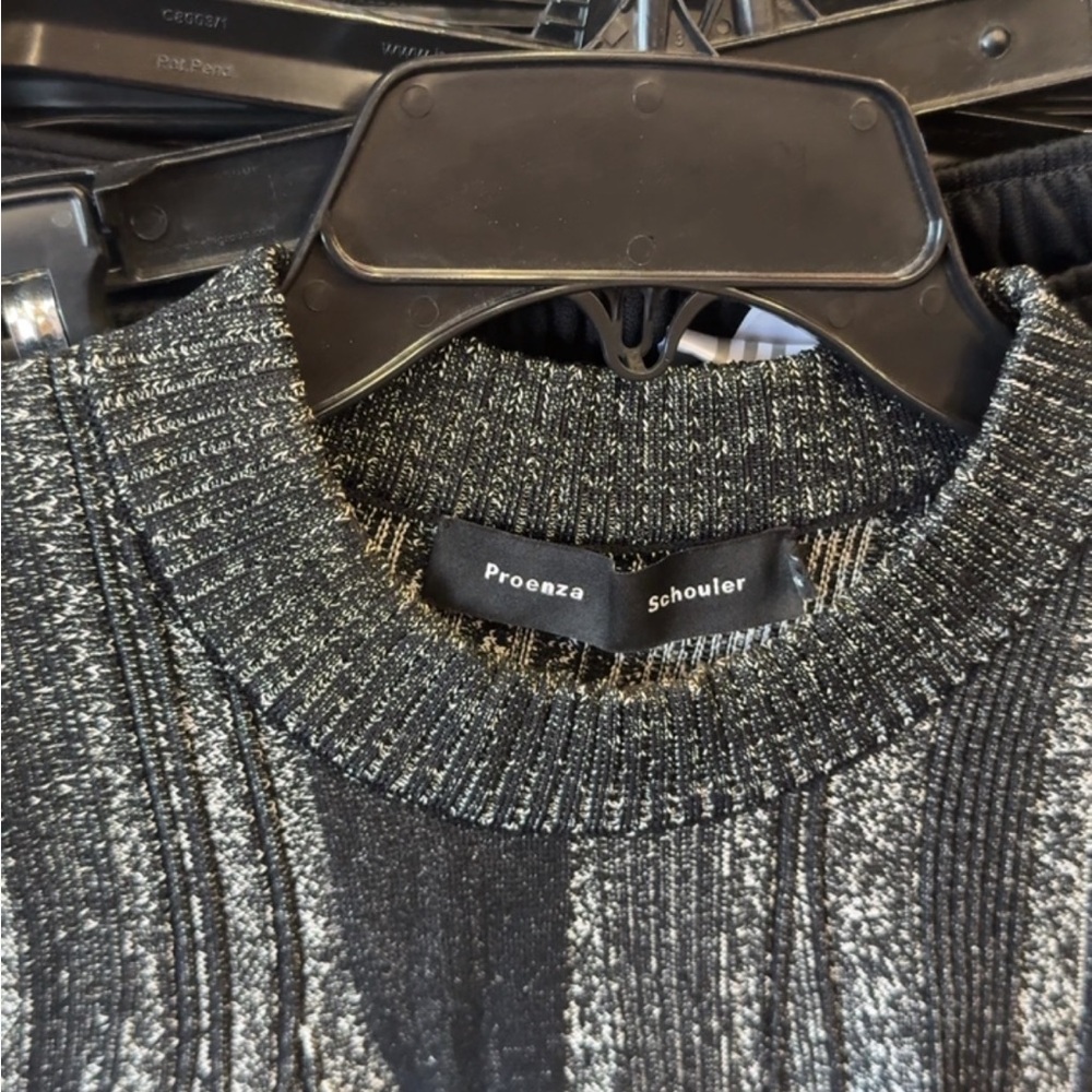 Proenza Scouler Ottoman Metallic Peplum Knit Top Sz S - Picture 6 of 6